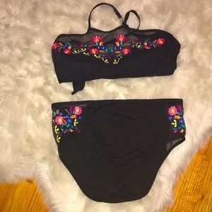 Tropical sheer halter bikini